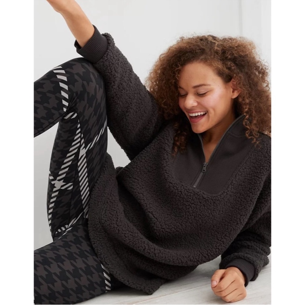 AERIE Dream Sherpa Quarter Zip Sweatshirt - S